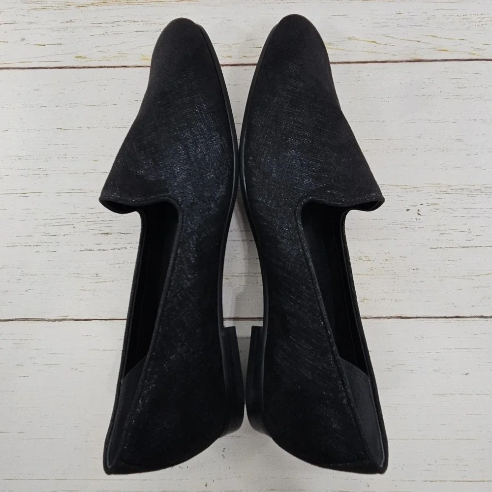 Vionic Willa II Womens Size 9.5 Black Sparkle Leather Comfort Loafers Flat Shoes